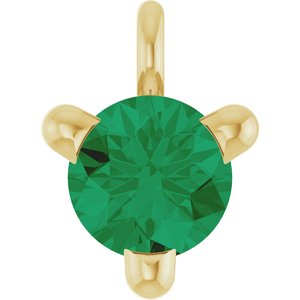14K Yellow Lab-Grown Emerald Dangle