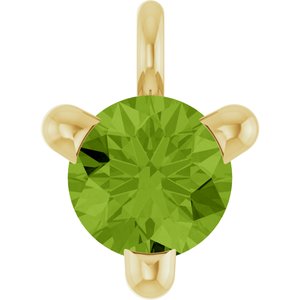 14K Yellow Gold Natural Peridot Petite Pav���� Dangle