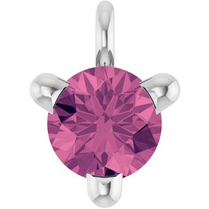 14K White Natural Pink Tourmaline Dangle