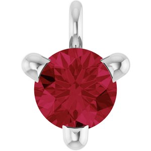 14K White Lab-Grown Ruby Dangle
