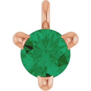 14K Rose Natural Emerald Dangle