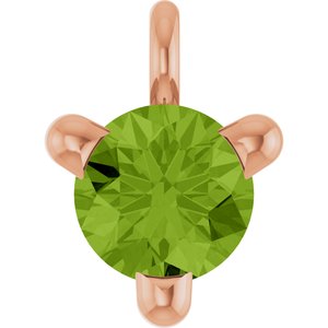 14K Rose Gold Natural Peridot Petite Pav���� Dangle