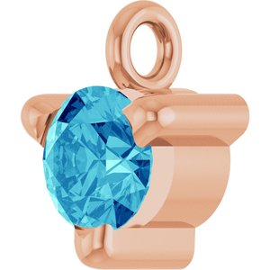 14K Rose Gold Natural Blue Zircon Petite Pav���� Dangle