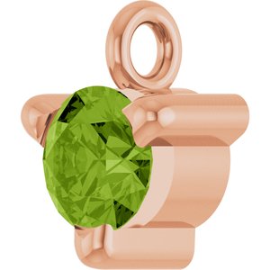 14K Rose Gold Natural Peridot Petite Pav���� Dangle