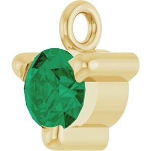 14K Yellow Lab-Grown Emerald Dangle
