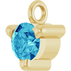14K Yellow Gold Natural Blue Zircon Petite Pav���� Dangle