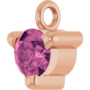 14K Rose Gold Natural Pink Tourmaline Petite Pav���� Dangle
