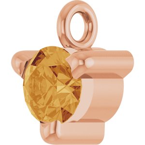 14K Rose Gold Natural Citrine Petite Pav���� Dangle
