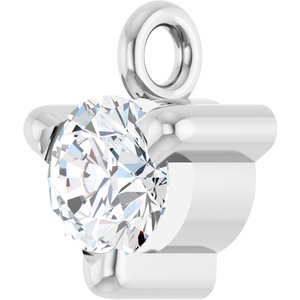 14K White Gold 1/10 CT Natural Diamond Petite Pav���� Dangle