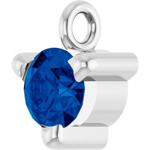 14K White Lab-Grown Blue Sapphire Dangle