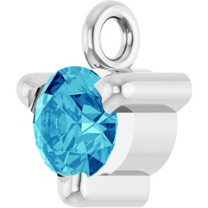 14K White Gold Natural Blue Zircon Petite Pav���� Dangle