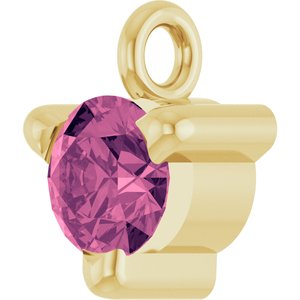 14K Yellow Gold Natural Pink Tourmaline Petite Pav���� Dangle