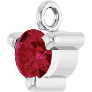 14K White Natural Ruby Dangle