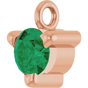 14K Rose Lab-Grown Emerald Dangle