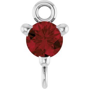 14K White Gold Natural Mozambique Garnet Petite Pav���� Link