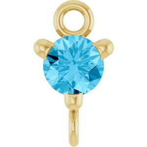14K Yellow Gold Natural Aquamarine Petite Pav���� Link