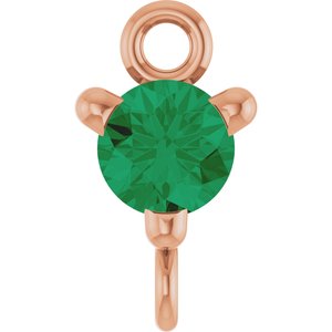 14K Rose Gold Natural Emerald Petite Pav���� Link