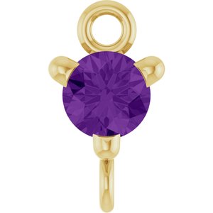 14K Yellow Gold Natural Amethyst Petite Pav���� Link