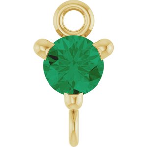 14K Yellow Gold Lab-Grown Emerald Petite Pav���� Link