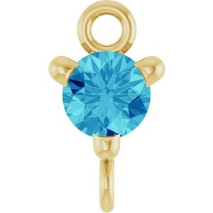 14K Yellow Gold Natural Blue Zircon Petite Pav���� Link