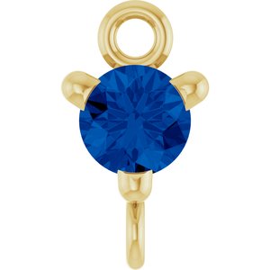 14K Yellow Gold Lab-Grown Blue Sapphire Petite Pav���� Link