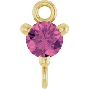 14K Yellow Gold Natural Pink Tourmaline Petite Pav���� Link