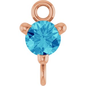 14K Rose Gold Natural Blue Zircon Petite Pav���� Link