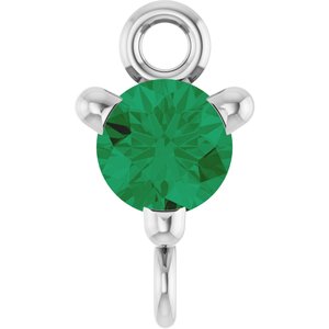 14K White Gold Natural Emerald Petite Pav���� Link
