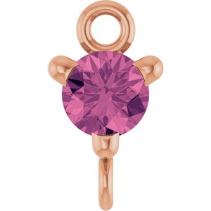 14K Rose Gold Natural Pink Tourmaline Petite Pav���� Link