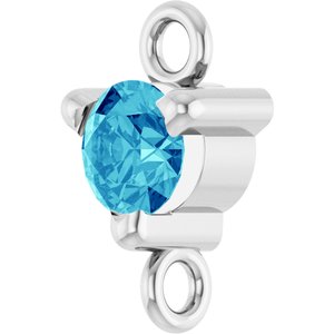 14K White Gold Natural Blue Zircon Petite Pav���� Link