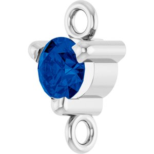 14K White Gold Lab-Grown Blue Sapphire Petite Pav���� Link