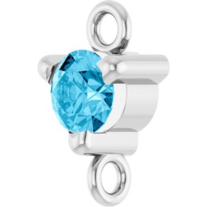 14K White Gold Natural Aquamarine Petite Pav���� Link
