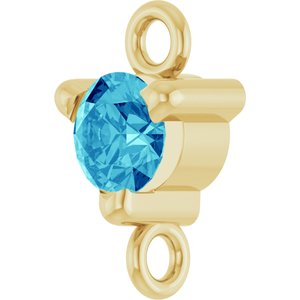 14K Yellow Gold Natural Blue Zircon Petite Pav���� Link