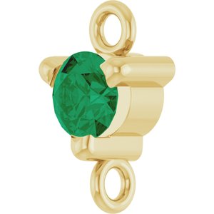 14K Yellow Gold Lab-Grown Emerald Petite Pav���� Link