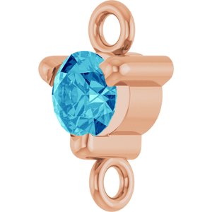 14K Rose Gold Natural Blue Zircon Petite Pav���� Link