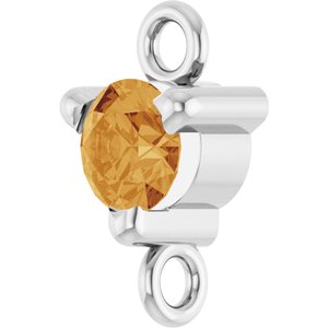 14K White Gold Natural Citrine Petite Pav���� Link