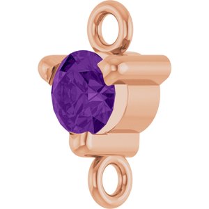 14K Rose Gold Natural Amethyst Petite Pav���� Link