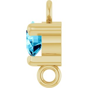 14K Yellow Gold Natural Aquamarine Petite Pav���� Link