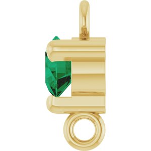 14K Yellow Gold Natural Emerald Petite Pav���� Link