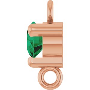 14K Rose Gold Natural Emerald Petite Pav���� Link