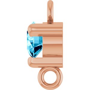 14K Rose Gold Natural Aquamarine Petite Pav���� Link