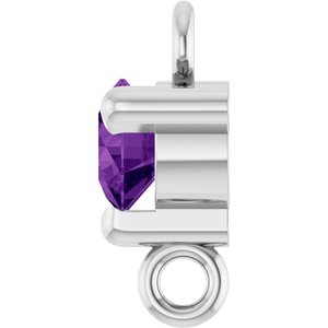 14K White Gold Natural Amethyst Petite Pav���� Link
