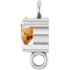 14K White Gold Natural Citrine Petite Pav���� Link