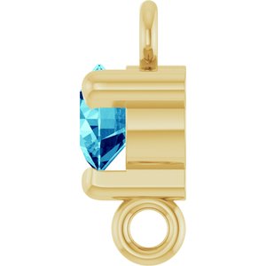 14K Yellow Gold Natural Blue Zircon Petite Pav���� Link