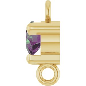 14K Yellow Gold Lab-Grown Alexandrite Petite Pav���� Link