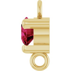 14K Yellow Gold Natural Ruby Petite Pav���� Link