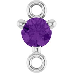 Platinum Petite Pav���� Natural Amethyst Link