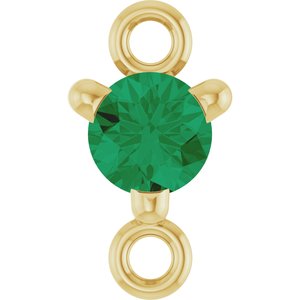 14K Yellow Gold Petite Pav���� Natural Emerald Link