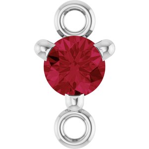 14K White Gold Petite Pav���� Lab-Grown Ruby Link
