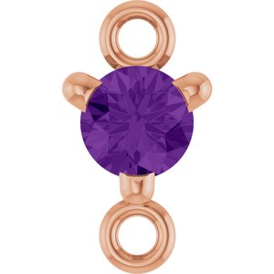 14K Rose Gold Petite Pav���� Natural Amethyst Link